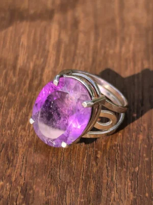 Anillo ajustable amatista natural de Brasil