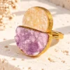 Anillo ajustable de drusas de Amatista y Citrino con bronce