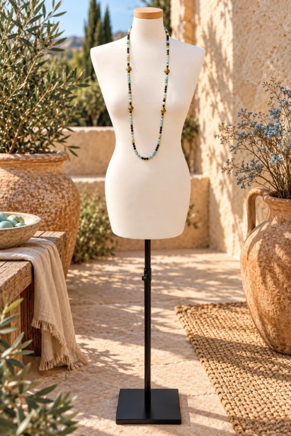 Collar de Amazonita y Turmalina negra con bronces