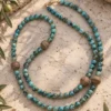 Collar de Amazonita verdosa y cuentas grandes de madera