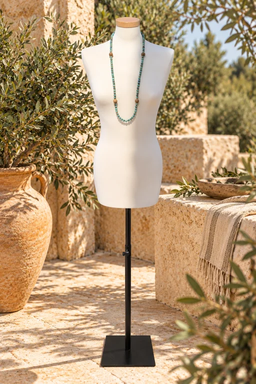 Collar de Amazonita verdosa y cuentas grandes de madera