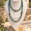Collar de Amazonita verdosa y cuentas grandes de madera