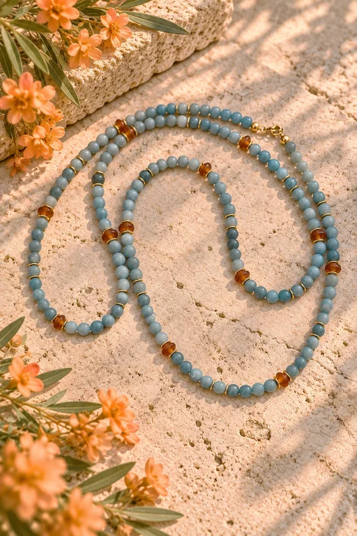 Collar de Aventurina y pequeñas cuentas de vidrio artesanal