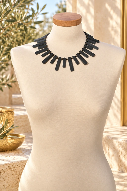 Collar de barritas de Ónix y detalles de Turmalina negra