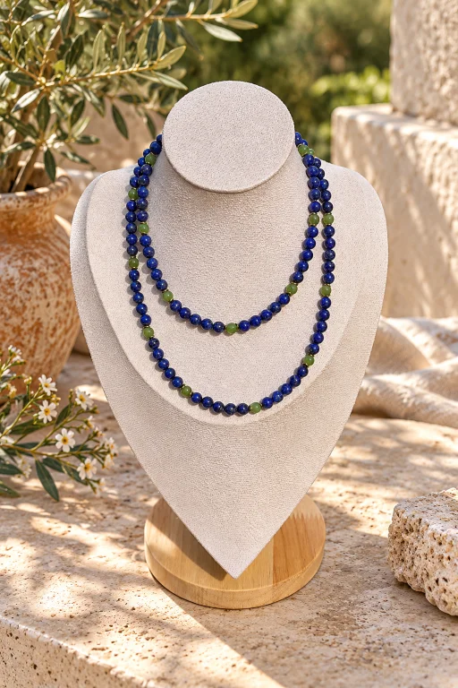 Collar de bolas de Lapislázuli y Jade canadiense