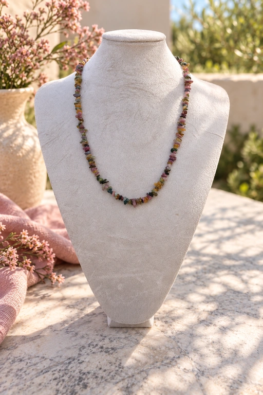 collar-de-chips-de-piedras-de-turmalina-multicolor-expositor Collar de chips de piedras de Turmalina multicolor