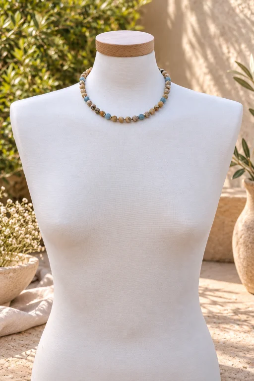 Collar de Jaspe paisaje con detalles de Aventurina