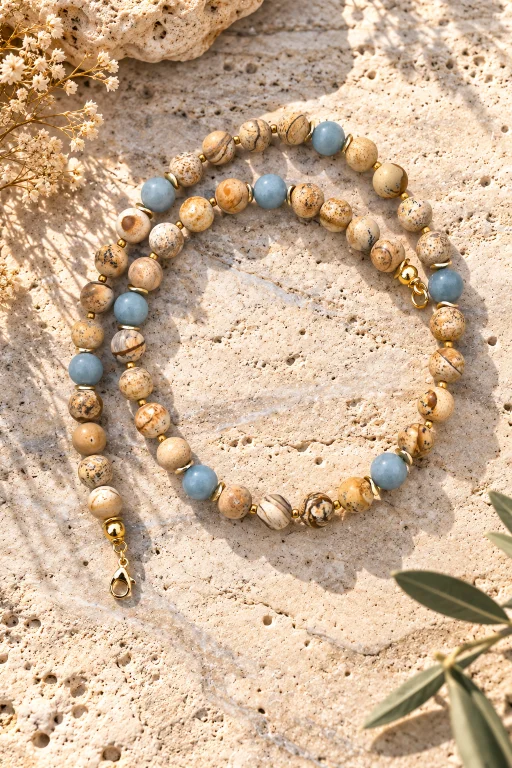 Collar de Jaspe paisaje con detalles de Aventurina