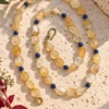 Collar de nuggets de Citrino y bolas de Lapislázuli