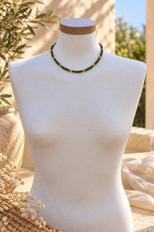 collar-de-piedras-de-aventurina-verde-y-amarilla-busto Collar de piedras de Aventurina verde y amarilla
