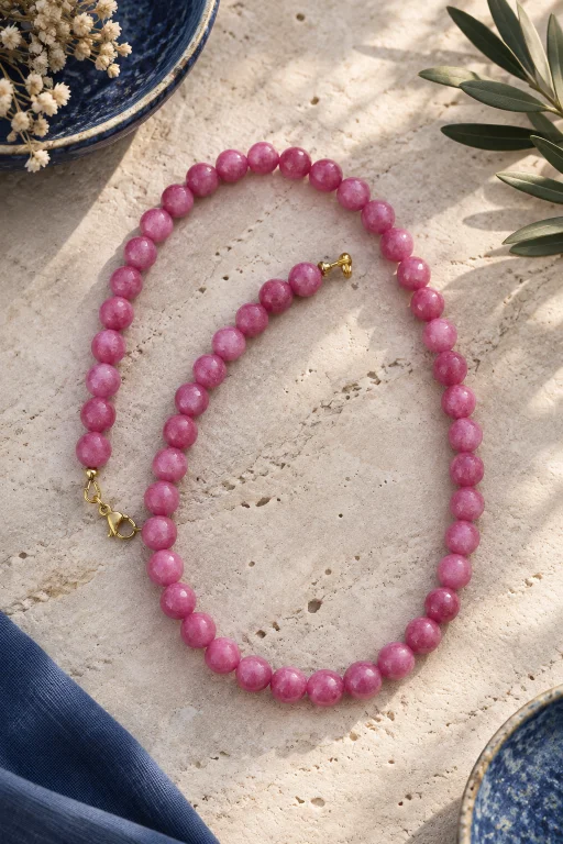 collar-de-piedras-de-bolas-de-aventurina-rosa-capote Collar de piedras de bolas de Aventurina rosa capote