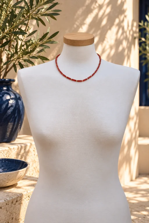 Collar de piedras de Cornalina y detalles en dorado