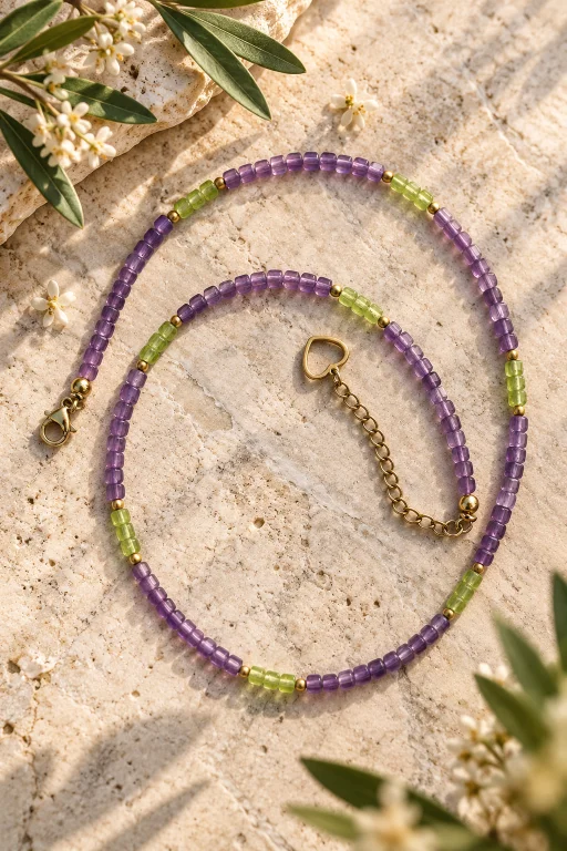 collar-de-piedras-facetadas-de-amatista-y-peridoto Collar de piedras facetadas de Amatista y Peridoto