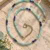 Collar de piedras facetadas de Amazonita y Lapislázuli