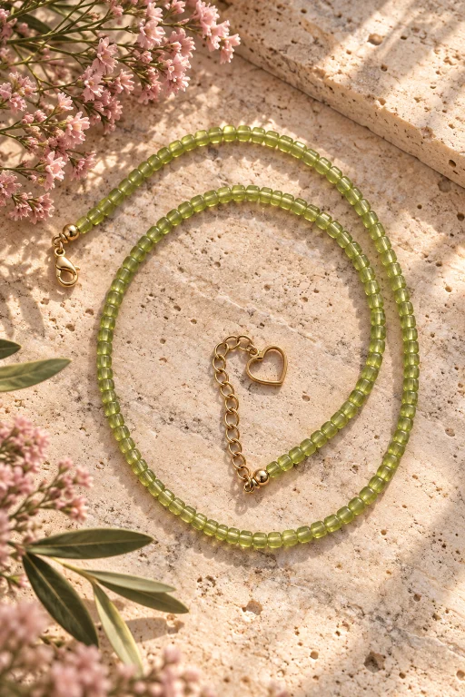 Collar de piedras facetadas de Peridoto de Pakistán