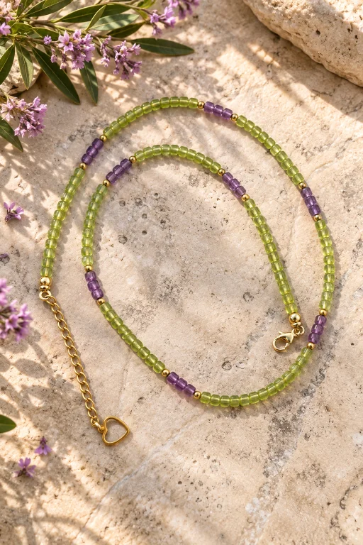 collar-de-piedras-facetadas-de-peridoto-y-amatista Collar de piedras facetadas de Peridoto y Amatista