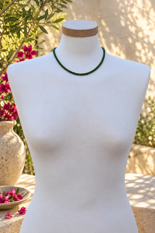 Collar de piedras talla lenteja de Aventurina verde