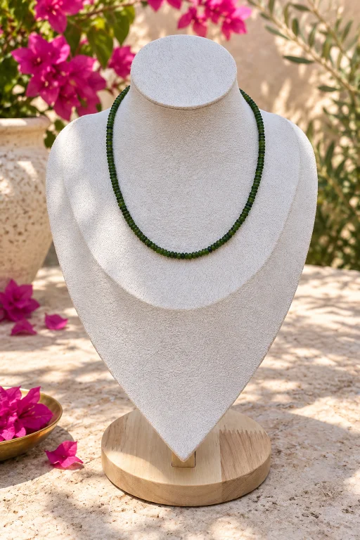 Collar de piedras talla lenteja de Aventurina verde