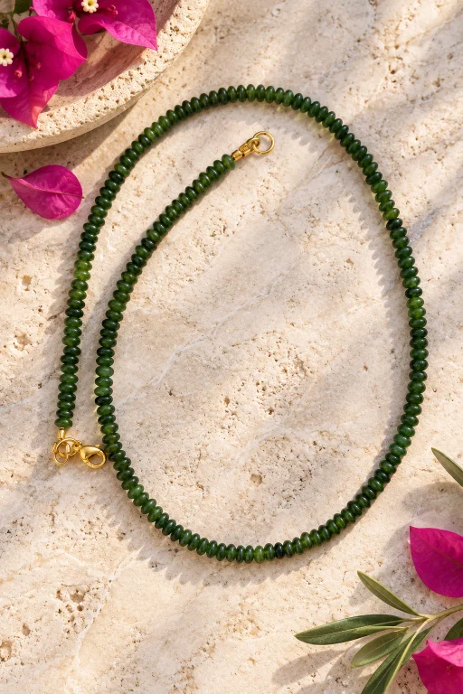 Collar de piedras talla lenteja de Aventurina verde