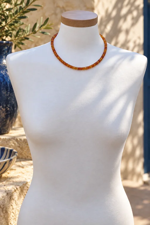 Collar de piedras talla lenteja de Cornalina