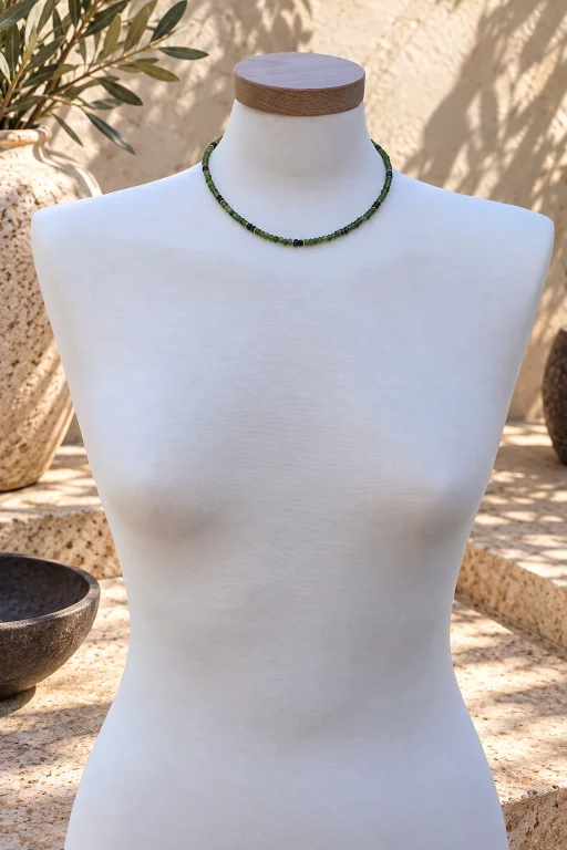 Collar tipo choker de Aventurina verde y gris marengo
