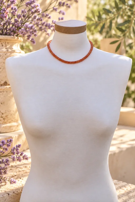 collar-tipo-choker-de-donuts-de-aventurina-naranja-busto Collar tipo choker de donuts de Aventurina naranja