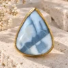 Anillo ajustable de piedra de Ópalo azul con bronce