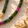 Collar de piedras de Aventurinas verde y rosa rubí
