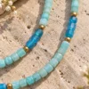 Collar de piedras facetadas de Amazonita y Apatita