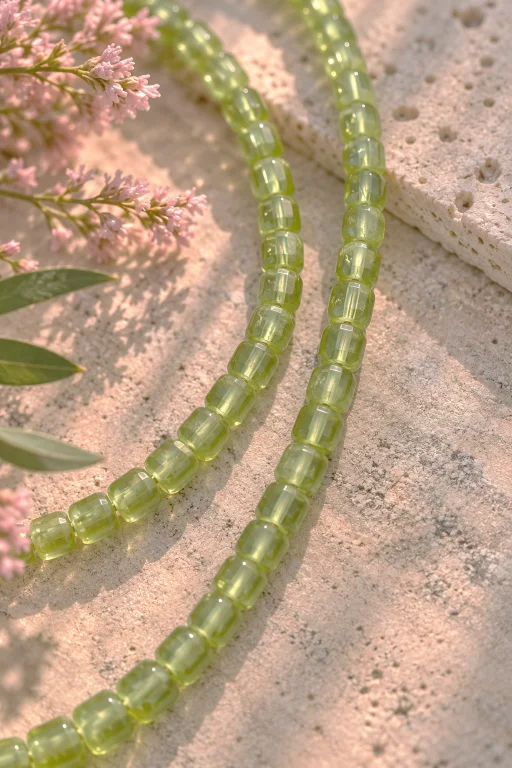 Collar de piedras facetadas de Peridoto de Pakistán