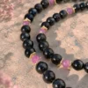 Collar de Turmalina negra y bolitas de Rubí facetadas