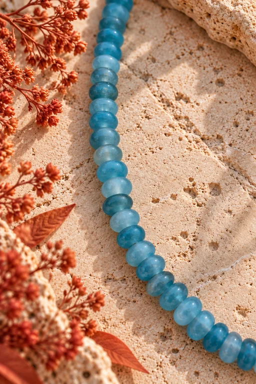 Collar tipo choker de piedras de Aventurina tono azul