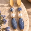 Pendientes de Dumortierita y Perla natural