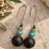 Pendientes de Ébano, Jade y pequeña Espinela negra