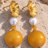 Pendientes de Resina africana, Aventurina y perla natural