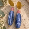 Pendientes de Sodalita y detalles de vidrio artesanal