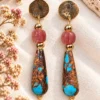 Pendientes de Broncita en resina y vidrio artesanal