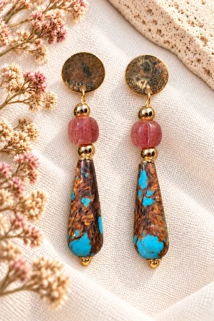 imagen-de-pendientes-de-broncita-en-resina-y-vidrio-artesanal Pendientes de Broncita en resina y vidrio artesanal