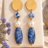 Pendientes de Dumortierita y Perla natural