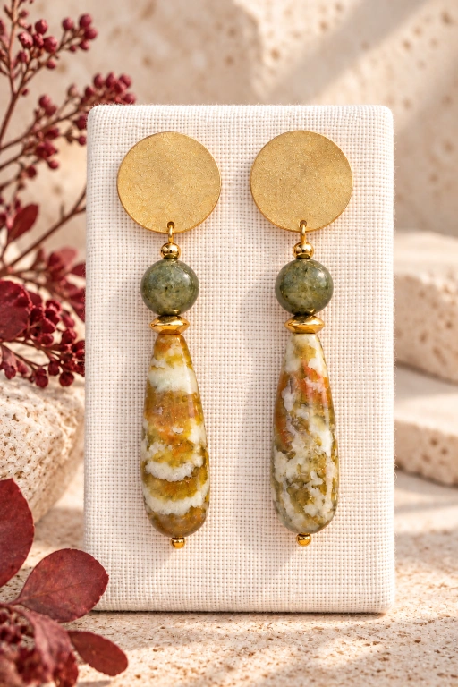 imagen-de-pendientes-de-gotas-de-serpentino-y-jade-canadiense Pendientes de gotas de Serpentino y Jade canadiense