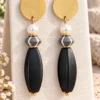 Pendientes de Ónix, Cuerno y Perla natural
