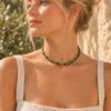 Collar choker de Jade canadiense y bolitas de Lava