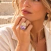 Anillo ajustable de drusas de Amatista y Citrino con bronce