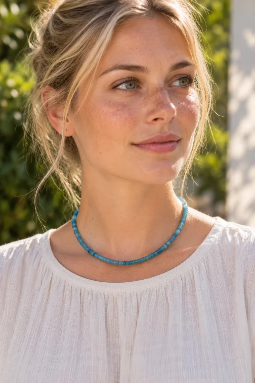 Collar tipo choker de piedras de Aventurina tono azul