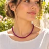 Collar tipo choker de piedras de Aventurina tono rubí