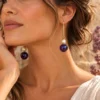 Pendientes de bola de Amatista y perla natural