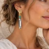 Pendientes de Hueso pintado y Turquesa natural