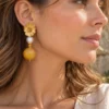 Pendientes de Resina africana, Aventurina y perla natural