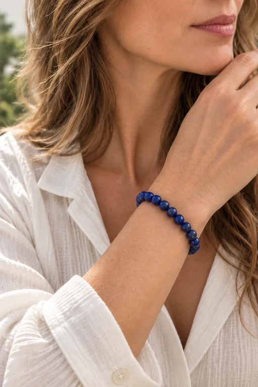 Pulsera de Lapislázuli, piedra natural bola 8 mm.