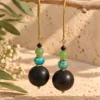 Pendientes de Ébano, Jade y pequeña Espinela negra